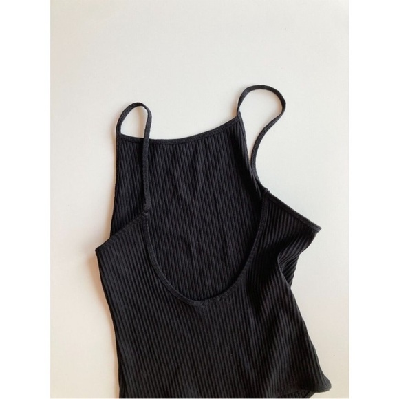 Aritzia WILFRED Annecy Black Ribbed Square Neck Thong Bodysuit, Size M - Picture 3 of 15